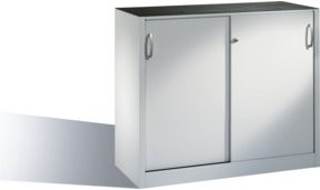 C+P Werkzeug-Beistellschrank mit Schiebetüren und 1 Einlegeboden in Lichtgrau, H: 100 cm, B: 120 cm, T: 40 cm - Bild 1
