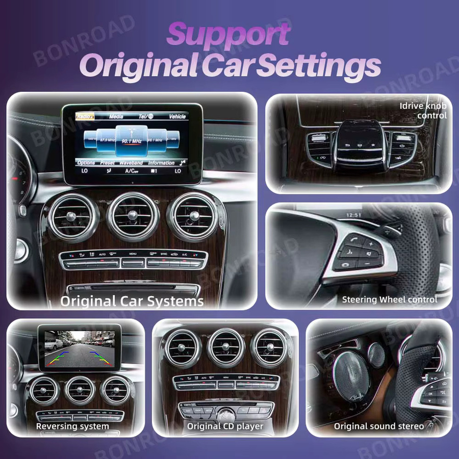 BONROAD Kabelloses CarPlay Modul für Mercedes Benz A B C E Klasse GLA CLA GLC GLK SLK CLS NTG4.5/4.7/5.0 mit Android Auto, MirrorLink, Bluetooth und GPS in Schwarz - Bild 3