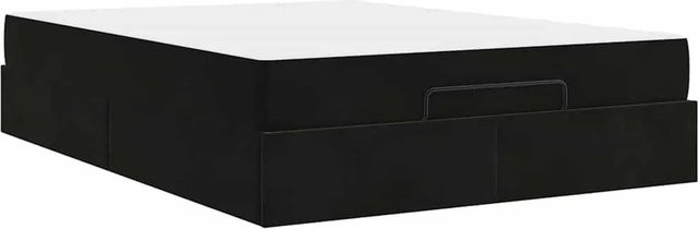 vidaXL Bettgestell mit Matratze und Stauraum aus Samt in Schwarz, B/T/H: 140 x 200 x 203 cm - Bild 1