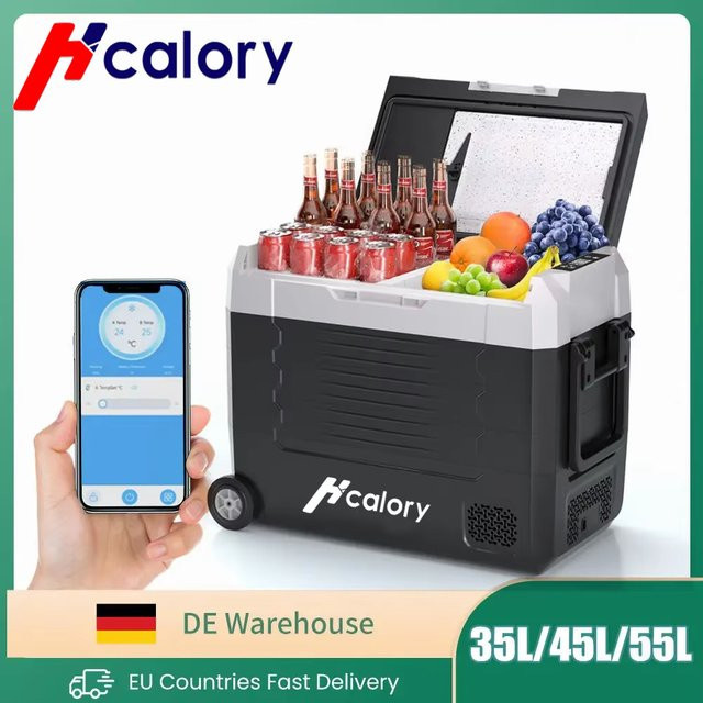 Hcalory Tragbarer Kompressor-Kühlschrank mit Bluetooth und Rädern für Camping und Reisen - Bild 1