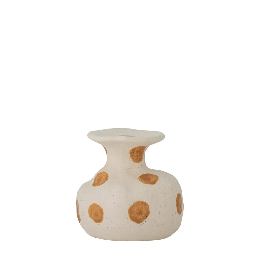 Bloomingville Kerzenhalter Byron aus Keramik in Beige und Braun mit Streifenmuster, Höhe: 10,5 cm - Bild 1