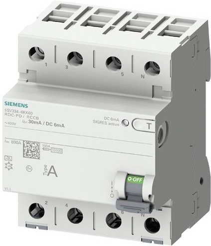 Siemens 5SV3344-6KK60 Fehlerstrom-Schutzschalter RCD in Weiß - Bild 1