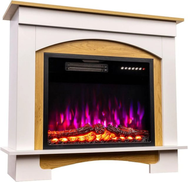 HOMAVO Elektrokamin mit Schrank in Weiß, 1000W/2000W, B/T/H: 90 x 30 x 80 cm - Bild 1