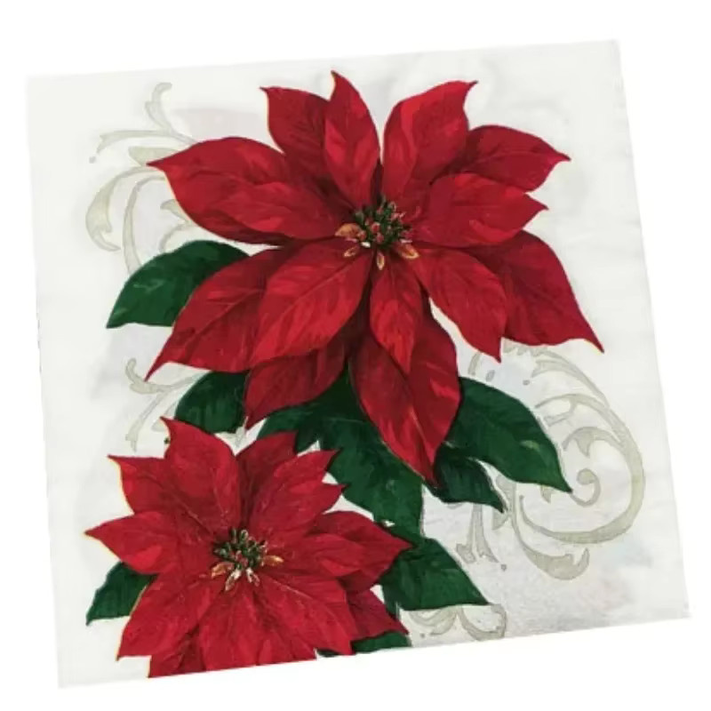 GUANYAO Weihnachtsstern Servietten, 2-lagig, 20 Stück, B: 33 cm - Bild 4