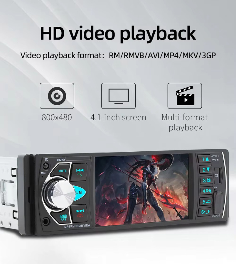 BQCC Autoradio MP5-Player 4022D mit Bluetooth, USB und TF-Kartenslot, 7 Farblichter, Schwarz - Bild 3