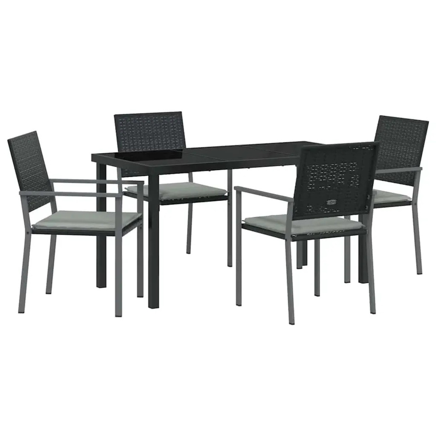 vidaXL Garten Essgruppe 5-teilig aus Poly Rattan und Glas in Schwarz und Anthrazit - Bild 2