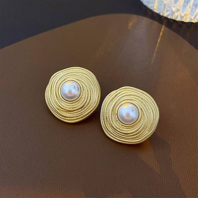 Ohrringe Metall, Nieten, Goldfarbe, Damen - Bild 1
