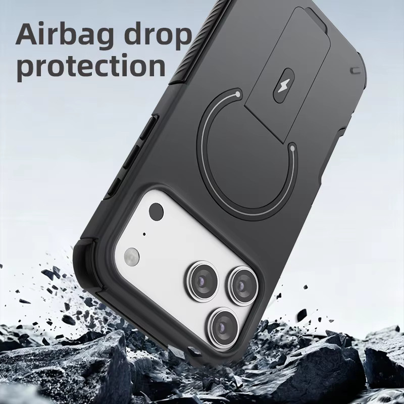 RPKKS Schutzhülle mit unsichtbarem Ständer für iPhone 17 16 Pro Max Plus, MagSafe-kompatibel, stoßfest und hautfreundlich, Farbe: Braun - Bild 2
