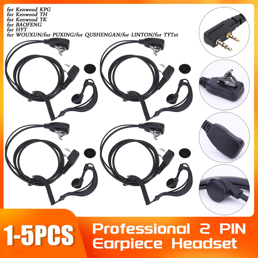 APWIKOGER 2 Pin auf 1M Walkie Talkie Headset Adapter Hörer Kabel für Baofeng UV5R BF-480 BF-490 BF-320 V6 und QX-67 in Schwarz - Bild 2