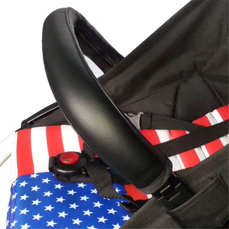 Leder Armlehnen Griff Abdeckung für Baby Kinderwagen kompatibel mit Bugaboo Bee Cameleon Donkey Fox und Cybex Stokke in Schwarz oder Braun - Bild 3