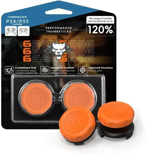 Sony Performance Daumengriffe für PS4 und PS5 in Orange, 2er-Pack Anti-Rutsch-Joystick-Abdeckungen für verbesserte Kontrolle - Bild 1