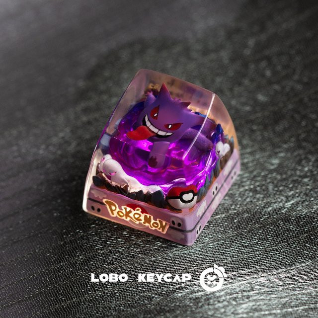 Bandai Pokemon Ersatz-Tastenkappen Snorlax und Gengar aus Harz in Transparent und Purple für mechanische Tastaturen - Bild 1