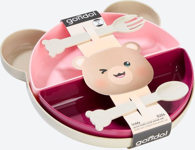 7-teiliges Kinder-Geschirr-Set von NKD aus Melamin in Beige und Multicolour - Bild 1