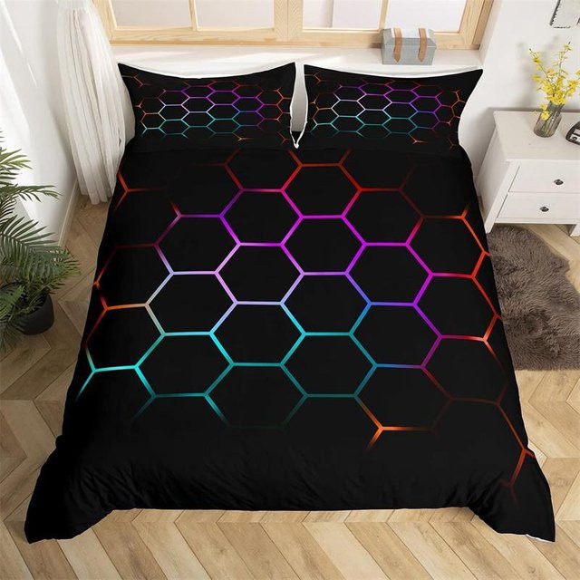 Bettwäsche Set Binchi Outdoor Product mit Cartoon Waben-Design und Geometrie Sechseck, bunt, Polyester, B/H: 135 x 200 cm - Bild 1