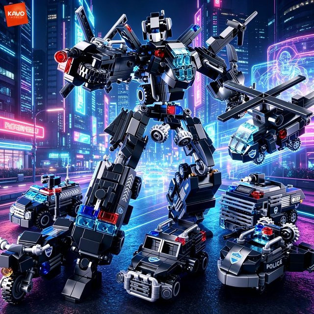 KAVOWORLD Polizei-Actionfigur, Baustein-Set, 691 Teile - Bild 1