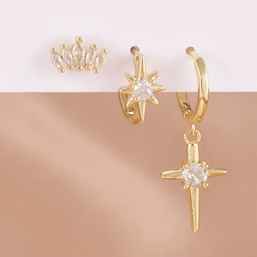 Maodane Ohrring Set, Edelstahl, Zirkonia, Gold, Damen - Bild 2