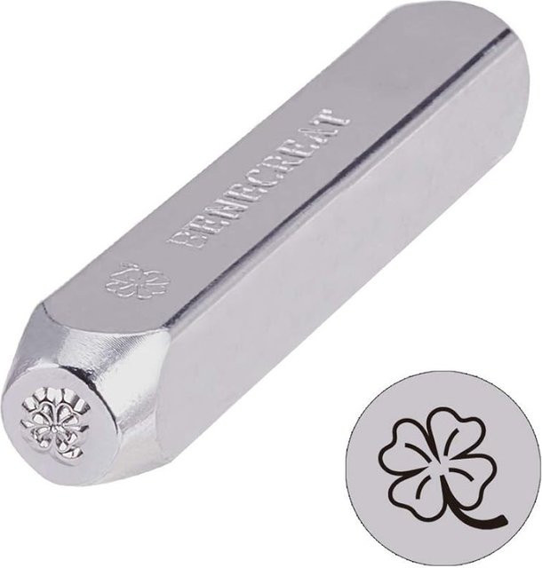 Metall-Stempel mit vierblättrigem Kleeblatt-Design in Silber, 6 mm Durchmesser für Schmuck, Leder und Holz - Bild 1
