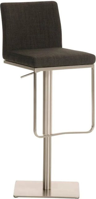 DELUKE Barhocker CARIN höhenverstellbarer Barstuhl mit Lehne in Dunkelgrau und Silber, drehbarer Tresenhocker aus Stoff und Metall, B/T/H: 42 x 44 x 86 cm - Bild 1