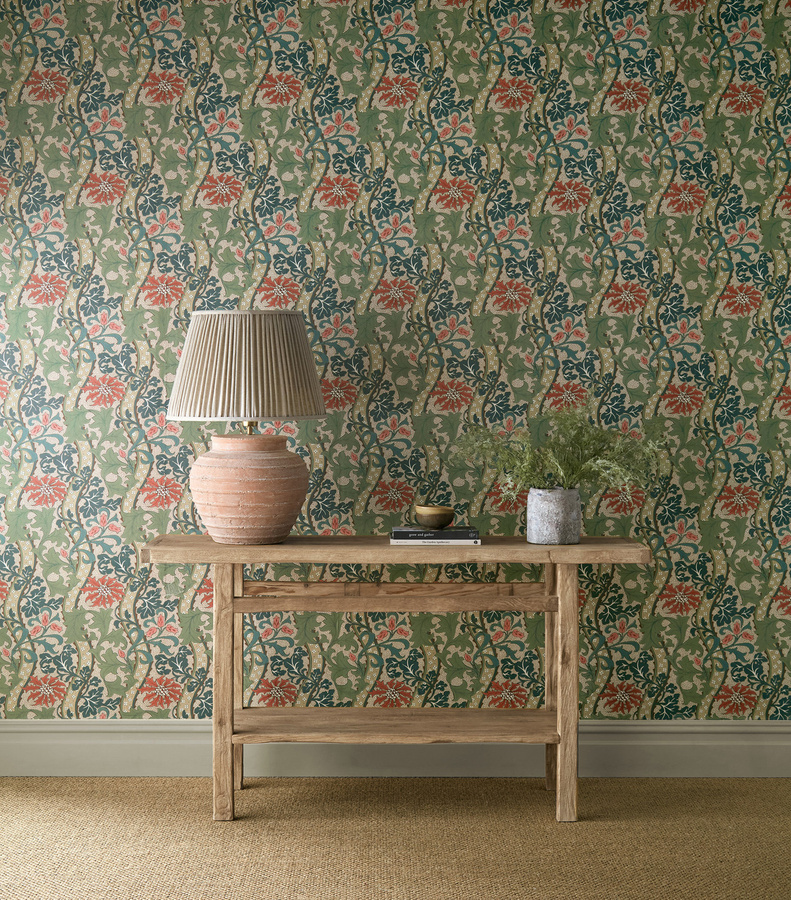 Morris & Co Tapete Cornflower in Madder/Forest in Grün, Beige und Multicolour - Bild 1