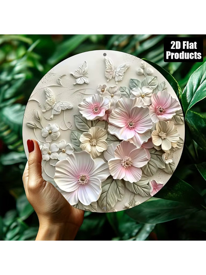 Rundes dekoratives Metallschild Potdemiel mit floralem Blumenmotiv, Durchmesser: 20 cm, Mehrfarbig - Bild 6