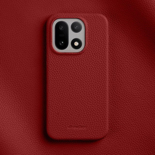Melkco Echtleder Handyhülle mit Litschi-Muster für OnePlus 15 in Rot - Bild 1