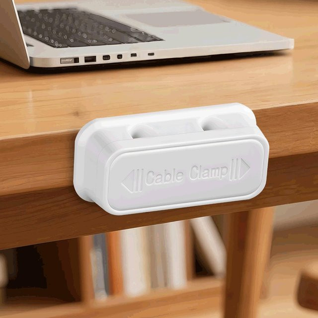 SZwatch Magnetischer Doppelloch-Kabelorganizer für Desktop und Handy in Weiß - Bild 1