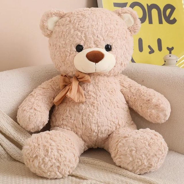 Weiches Plüschbär-Spielzeug, weiß, rosa, braun, Kissen, 50cm, ab 14 Jahre - Bild 1
