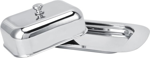 Butterdose mit Deckel aus Edelstahl von mfySpace in Weiß und Silber - Bild 1