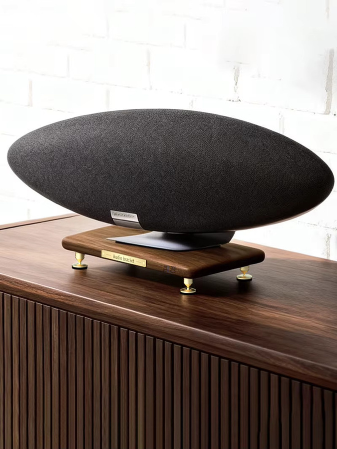 CHANGELIN HiFi Audio Anti-Vibrations-Basis aus Walnussholz in Braun mit Metallspikes und Isolatorfüßen für B&W Zeppelin 4/5/6 - Bild 4