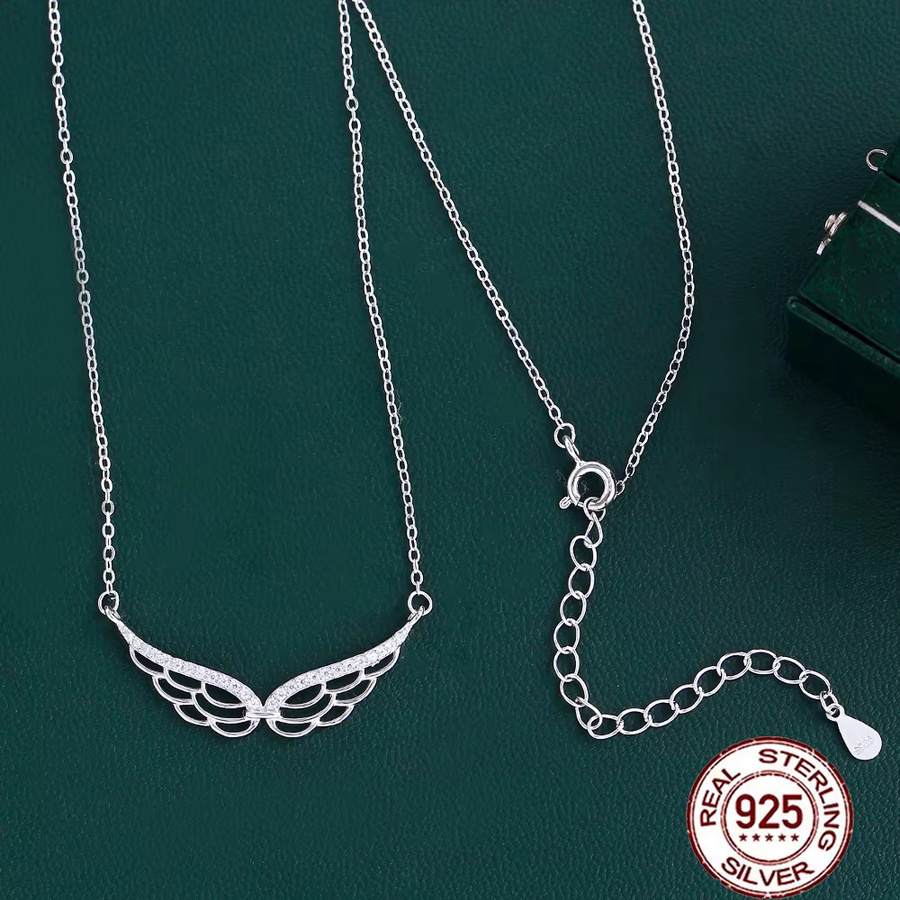 Cww zircons Halskette mit Engelsflügel Anhänger, 925 Silber, Zirkonia, Damen - Bild 2
