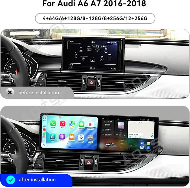 Aotsr Android 15 Multimedia Player mit 9,1 Zoll HD Touchscreen und GPS für Audi A6 A7 2016-2018 in Schwarz - Bild 1