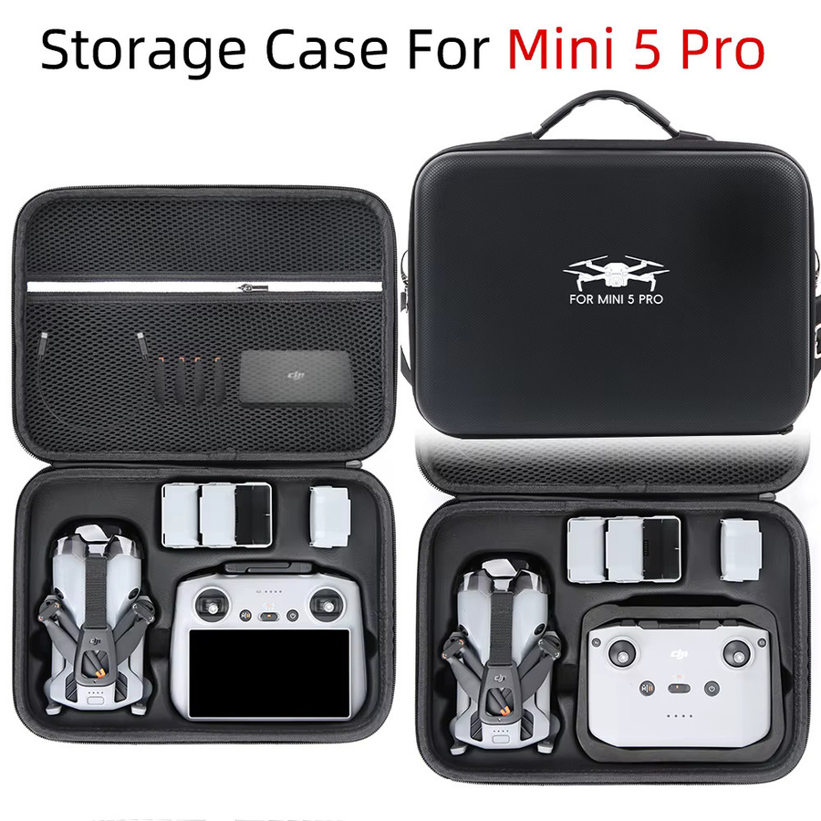 Stoßfeste DJI Mini 5 PRO Tragetasche in Grau für Drohne, Fernbedienung und Zubehör als Schultertasche - Bild 2