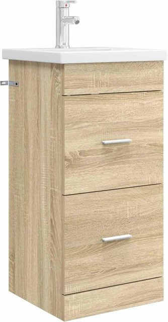 vidaXL Badezimmerschrank mit Waschbecken in Sonoma-Eiche, modern und wandmontiert, Farbe Braun, B/T/H: 89,0 x 40,0 x 84,5 cm - Bild 1