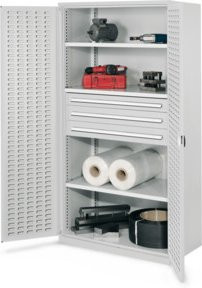 Kappes Schwerlastschrank OMT Mod. 43 aus Stahl in Grau RAL 7035 mit abschließbaren Türen und Schlitzplatten innen, B/T/H: 165 x 60 x 100 cm - Bild 1
