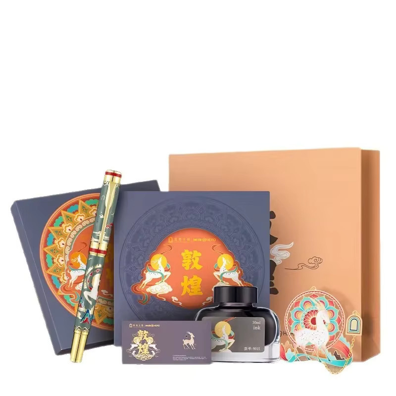 Hero Dunhuang E662 Füllfederhalter und Tintenset im China Chic Design, Luxus-Schreibwaren-Geschenkset aus Resin in Grau und Multicolour - Bild 5