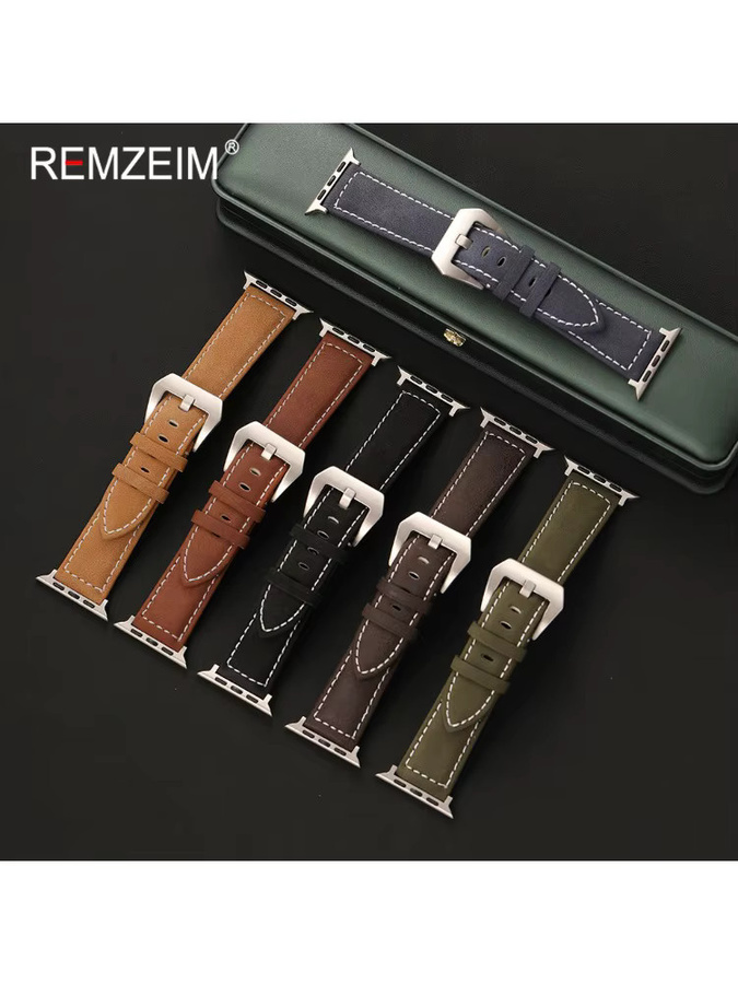 REMZEIM Uhrenarmband PU-Leder, Herren, Retro Business, Mattes Armband - Bild 3