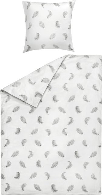 Bettwäsche RABEA von casa NOVA aus Mako-Satin in Weiß, bestehend aus Bettbezug und Kissenbezug, B/H: 155 x 220 cm und 80 x 80 cm - Bild 1