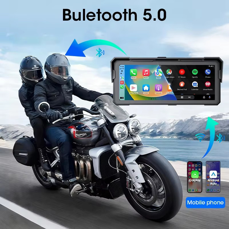 Wasserdichtes Motorrad-Navigationssystem mit 8,1 Zoll Display für BMW R1200GS R1250GS ADV S1000XR, kabelloses CarPlay und Android Auto, Farbe: Schwarz - Bild 5