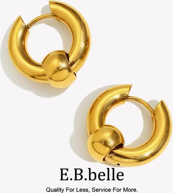 E.B.belle Creolen, vergoldeter Edelstahl, Perlen, Damen - Bild 1