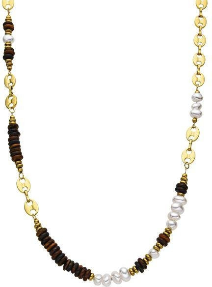 Luxenter Halskette, Tigerauge, 18 Karat Goldveredelung, beige, Unisex - Bild 1