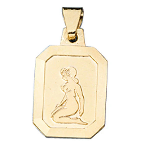 Colfem Anhänger Sternzeichen Jungfrau, Gold Gelbgold matt, Unisex - Bild 1