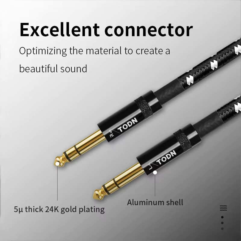 TODN High-End 6N OFC Aux-Audiokabel mit 3,5 mm Klinkenstecker, 24K vergoldet, Schwarz/Gold - Bild 2