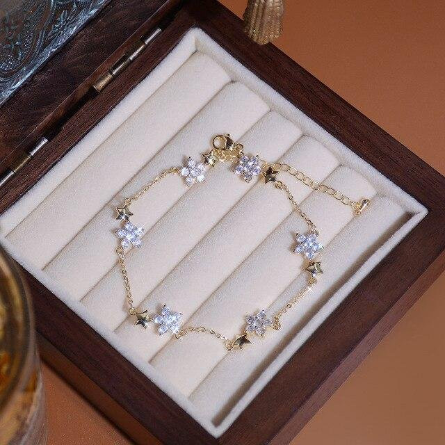 Armband, Gold, Weiß, Zirkonia, Kristall, Damen - Bild 1