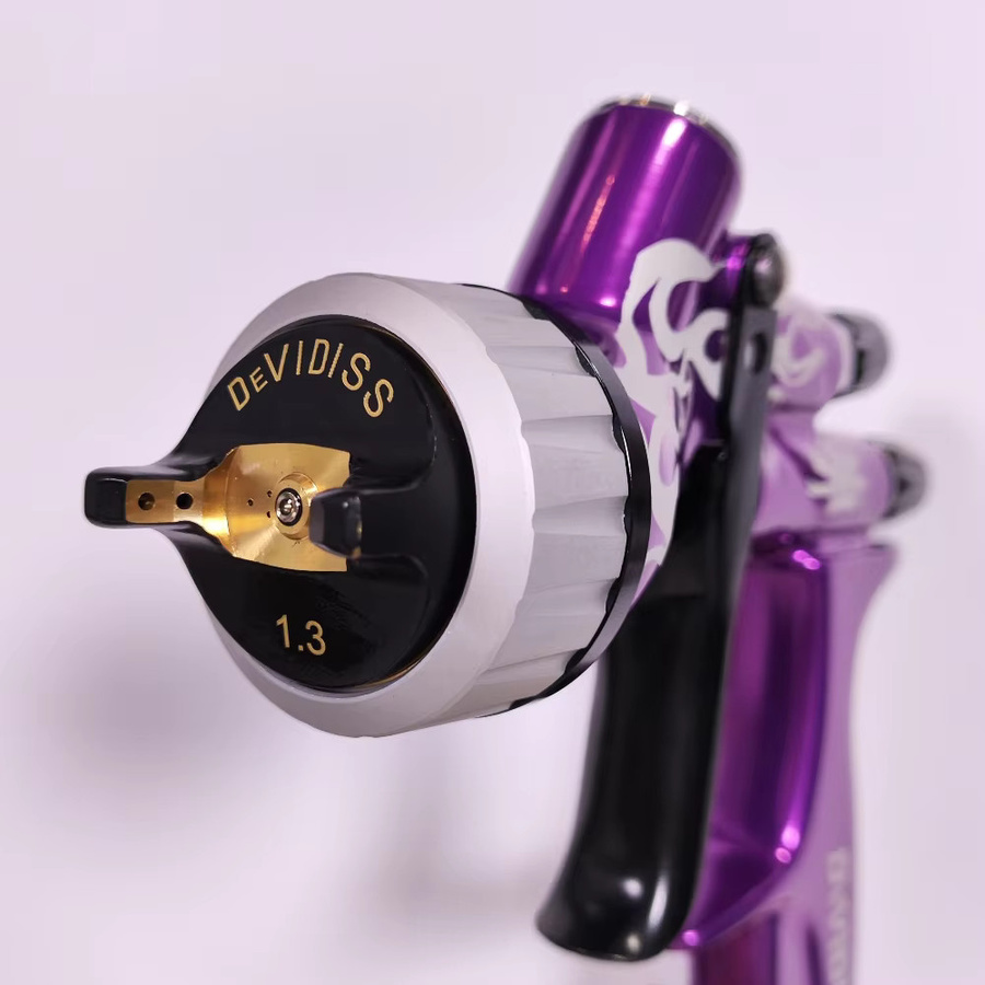 Devi Farbspritzpistole mit 1,3 mm Edelstahldüse für wasserbasierte Lacke in Lila - Bild 5