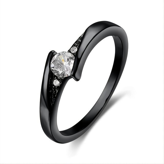 Bamos Ring, Kupfer, Schwarz, Gold Farbe, Zirkonia, Damen, Vintage - Bild 1