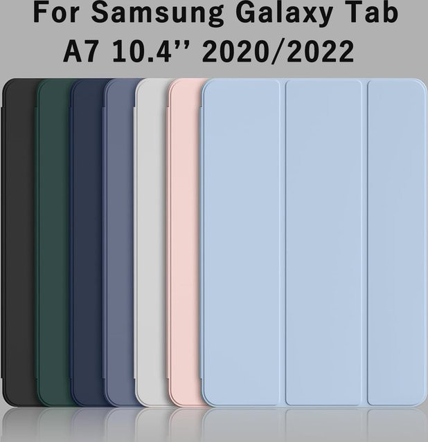 QIJUN Dreifach faltbare Klapphülle für Samsung Galaxy Tab A7 10,4'' 2020/2022 SM-T500 SM-T505 SM-T509, magnetischer Ständer, PU-Leder-Schutzhülle in Grau - Bild 1