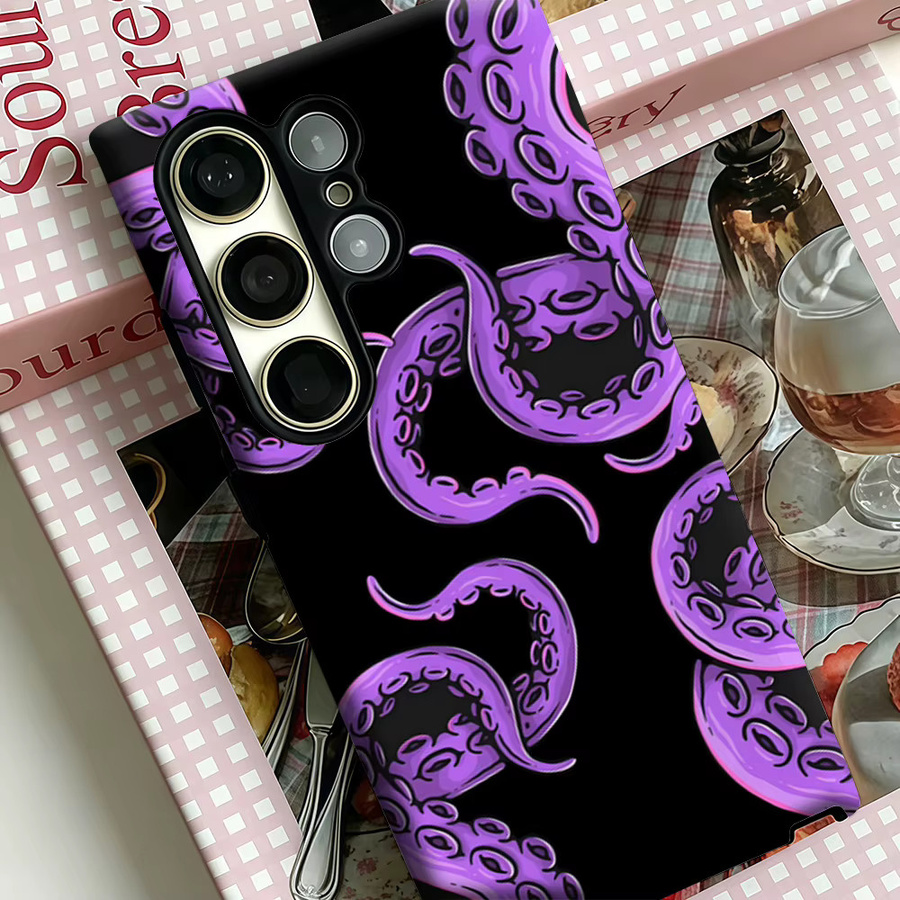 Stoßfeste Doppelschicht Handyhülle mit Oktopus-Tentakel Design für Samsung Galaxy S25 Ultra, S24, S23 Ultra und S23 Plus in Lila - Bild 4