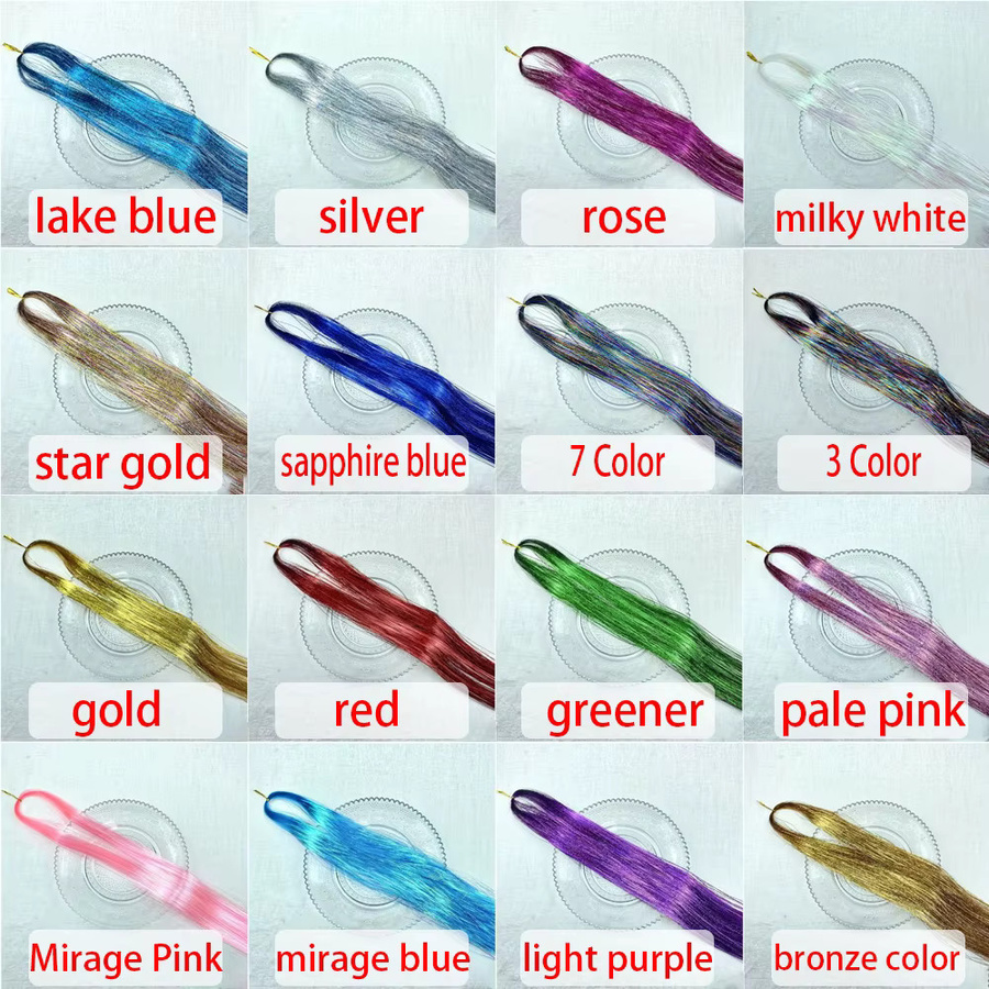 Synthetisches Haar-Glitzer-Set, 48 Zoll, 1200 Strähnen, 12 Farben, Unisex - Bild 4
