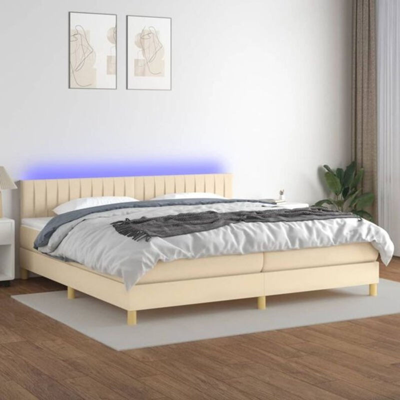 vidaxl Boxspringbett mit Matratze aus Stoff in Beige und Weiß B/T/H: 200 x 200 x 78 cm - Bild 1