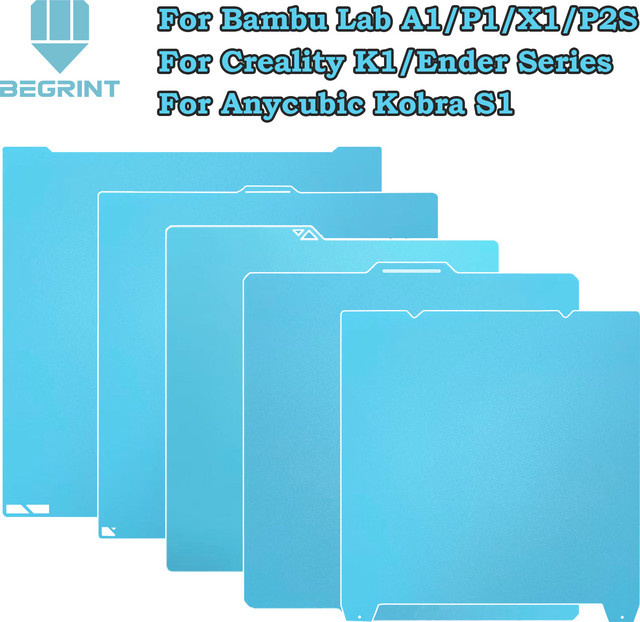Gletscher-Kaltplatte in Blau für Bambu Lab H2D H2S A1 P1 X1C P2S H2C sowie Anycubic S1, Creality K1 und Ender 3, FDM Bauplatte - Bild 1